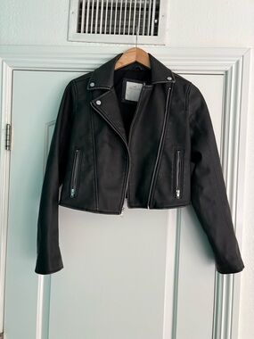 Hollister Women's Black Faux Leather Moto Jacket